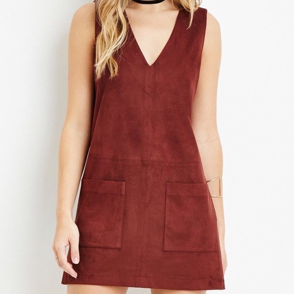 brown suede dress forever 21 Forever 21 Womens Faux Suede Mini Shirt Dress Size Large Pink Romantic NWOT